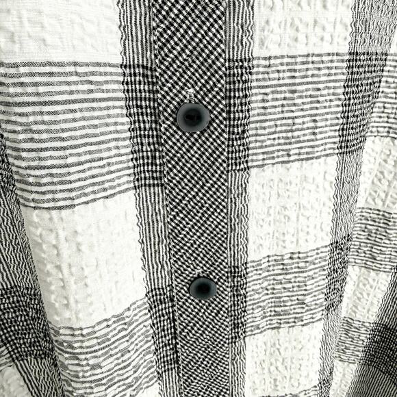 NEW NWOT Habitat Sz Large Black/Gray/White Wearable Art Blouse Shirt Top Plaid - Picture 5 of 9